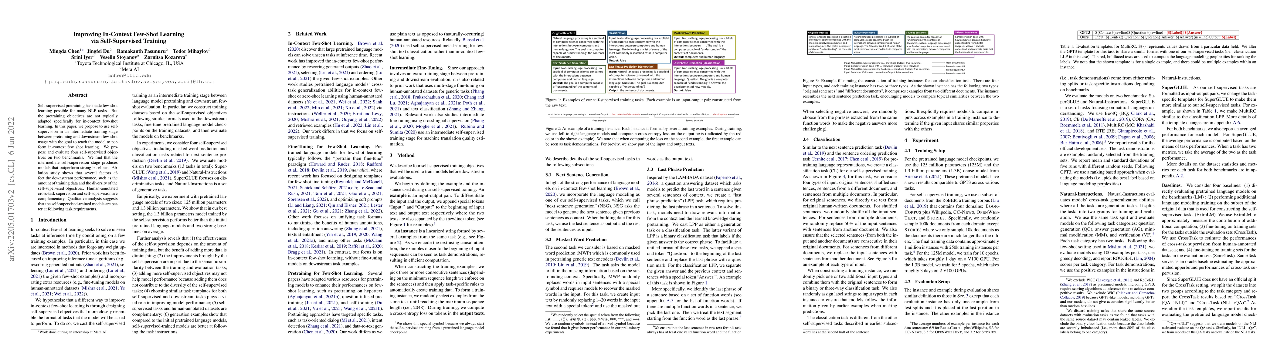 Thumbnail for Improving In-Context Few-Shot Learning via Self-Supervised Training