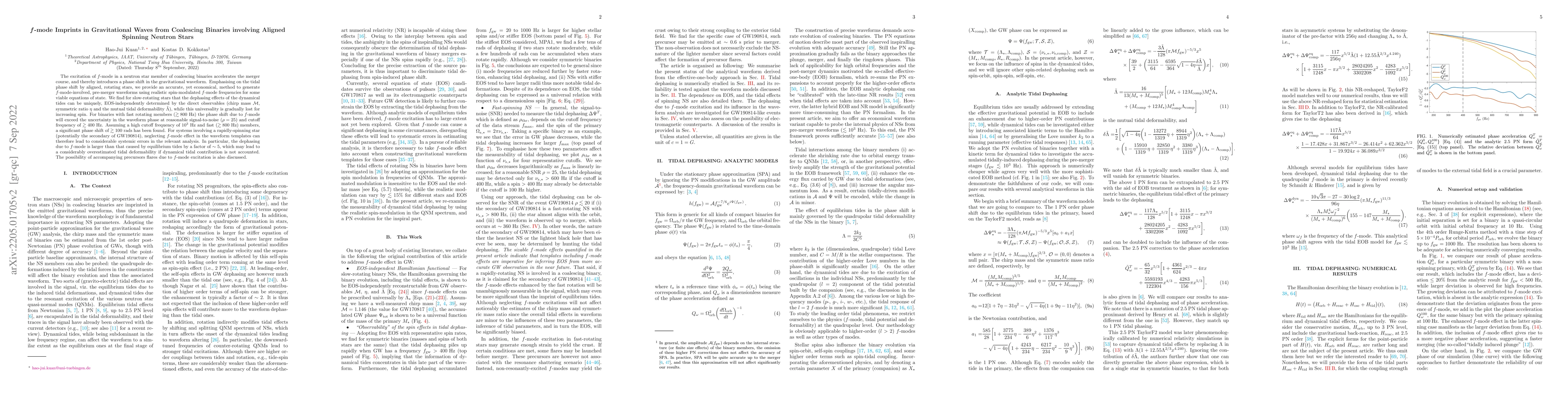 Thumbnail for $f$-mode Imprints in Gravitational Waves from Coalescing Binaries
  involving Aligned Spinning Neutron Stars