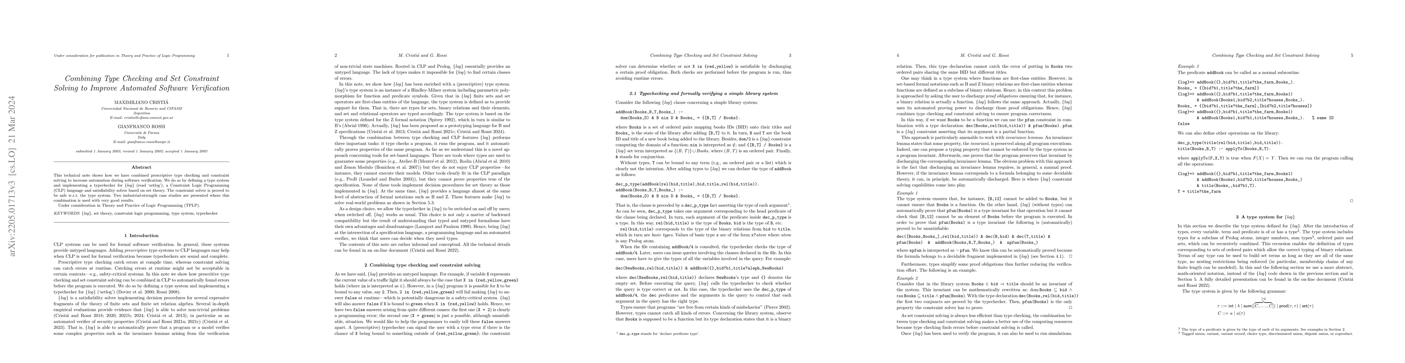 Thumbnail for Combining Type Checking and Set Constraint Solving to Improve Automated
  Software Verification