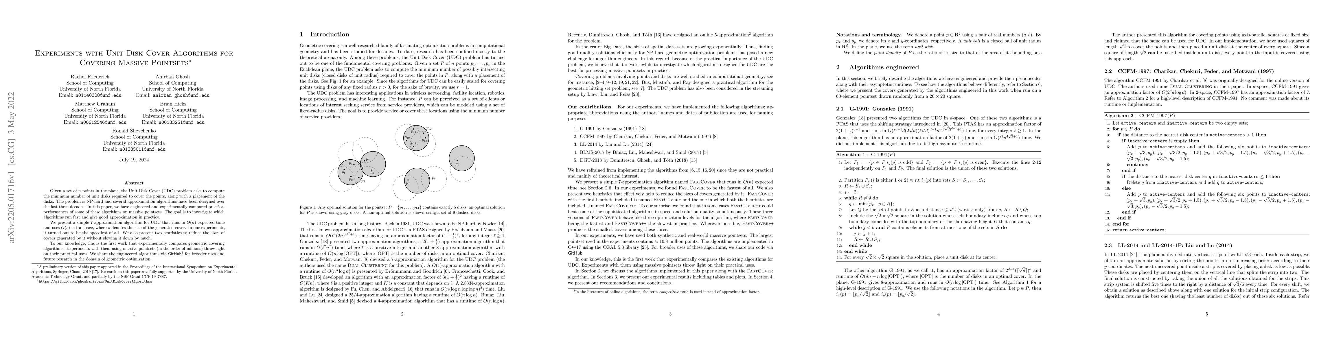 Thumbnail for Experiments with Unit Disk Cover Algorithms for Covering Massive
  Pointsets