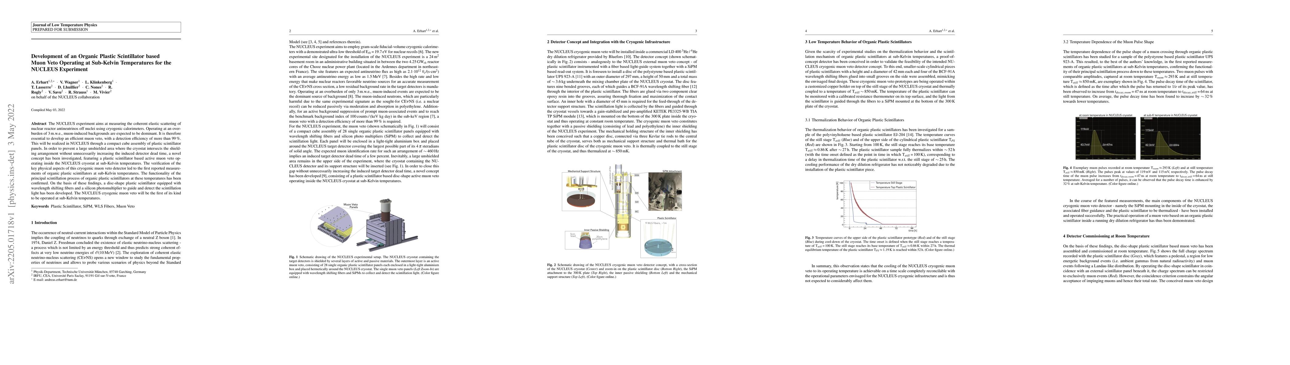 Thumbnail for Development of an Organic Plastic Scintillator based Muon Veto Operating
  at Sub-Kelvin Temperatures for the NUCLEUS Experiment