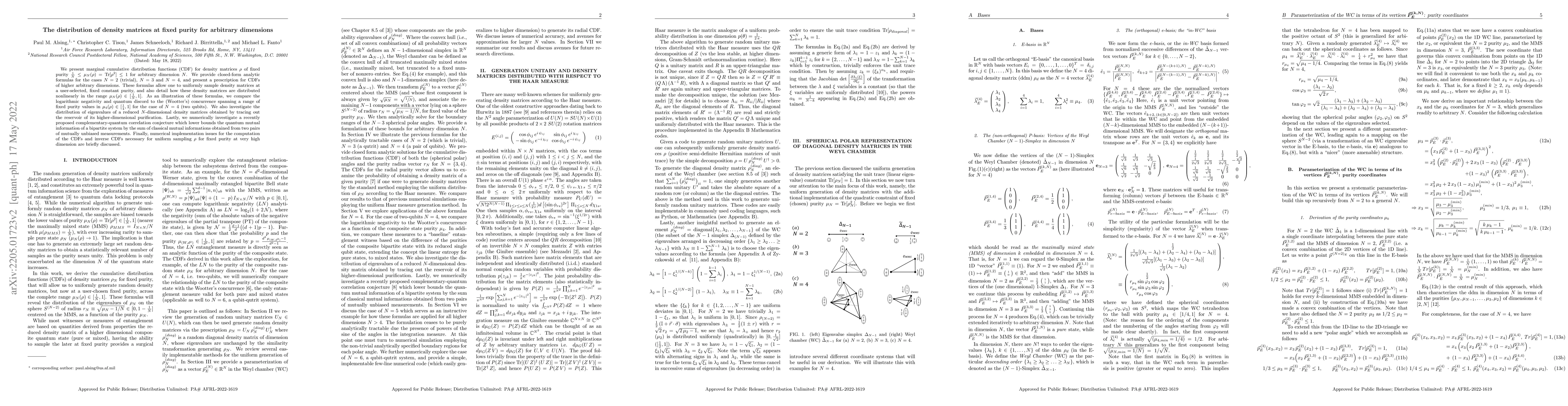 Thumbnail for The distribution of density matrices at fixed purity for arbitrary
  dimensions