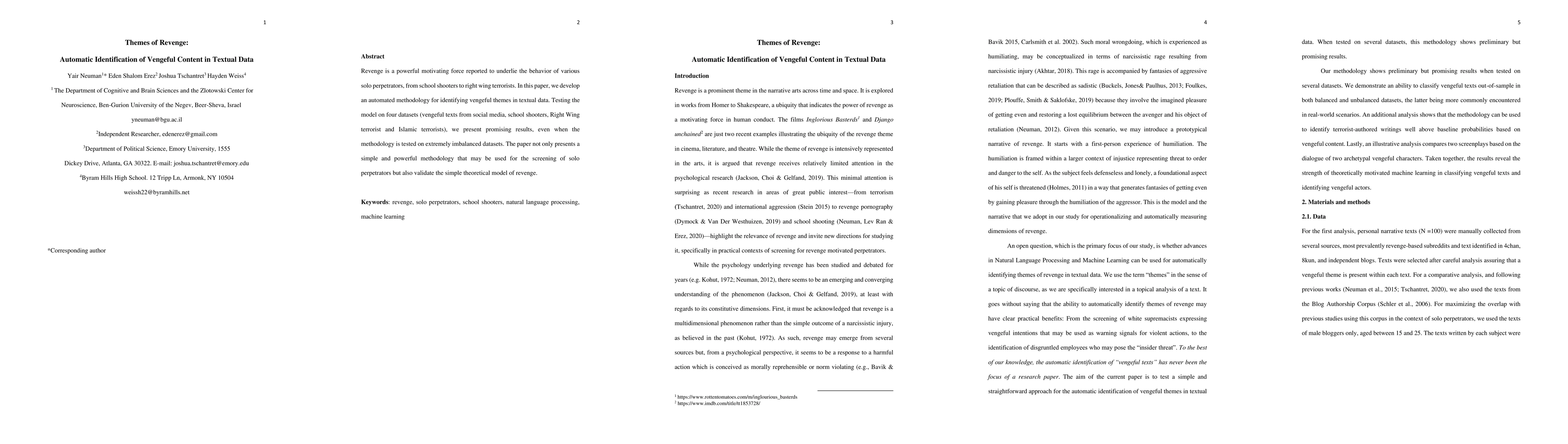 Thumbnail for Themes of Revenge: Automatic Identification of Vengeful Content in
  Textual Data