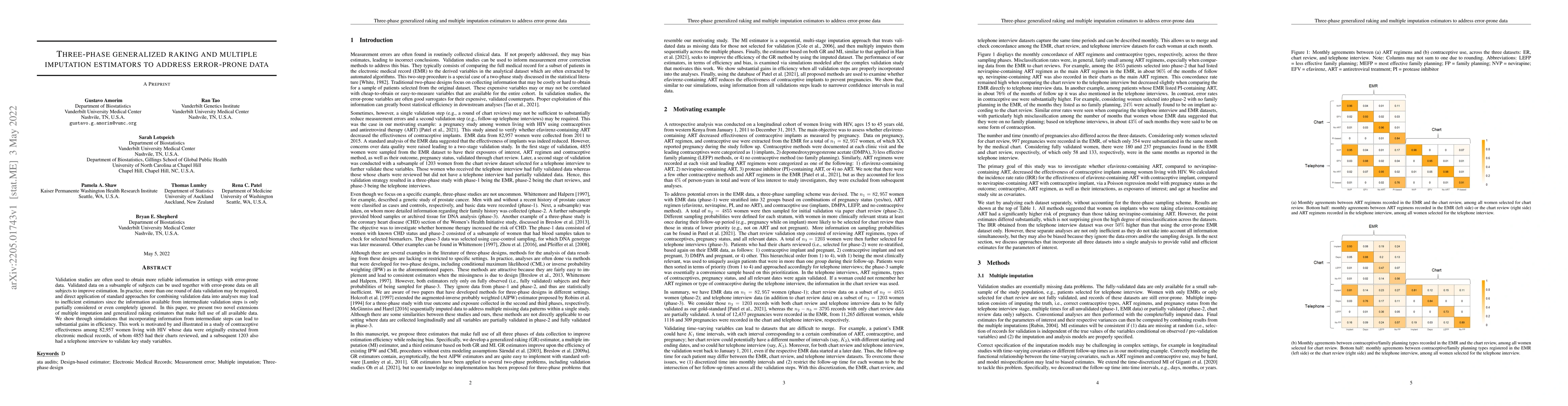 Thumbnail for Three-phase generalized raking and multiple imputation estimators to
  address error-prone data