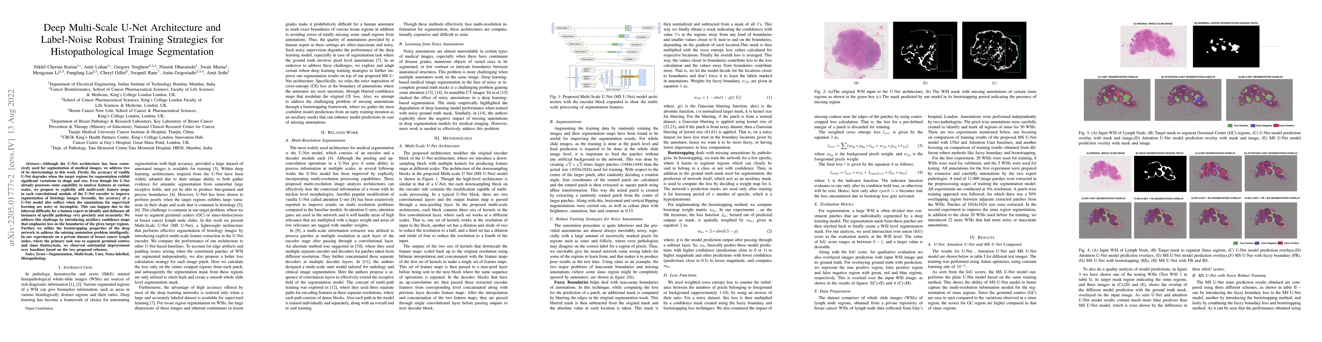 Thumbnail for Deep Multi-Scale U-Net Architecture and Label-Noise Robust Training
  Strategies for Histopathological Image Segmentation
