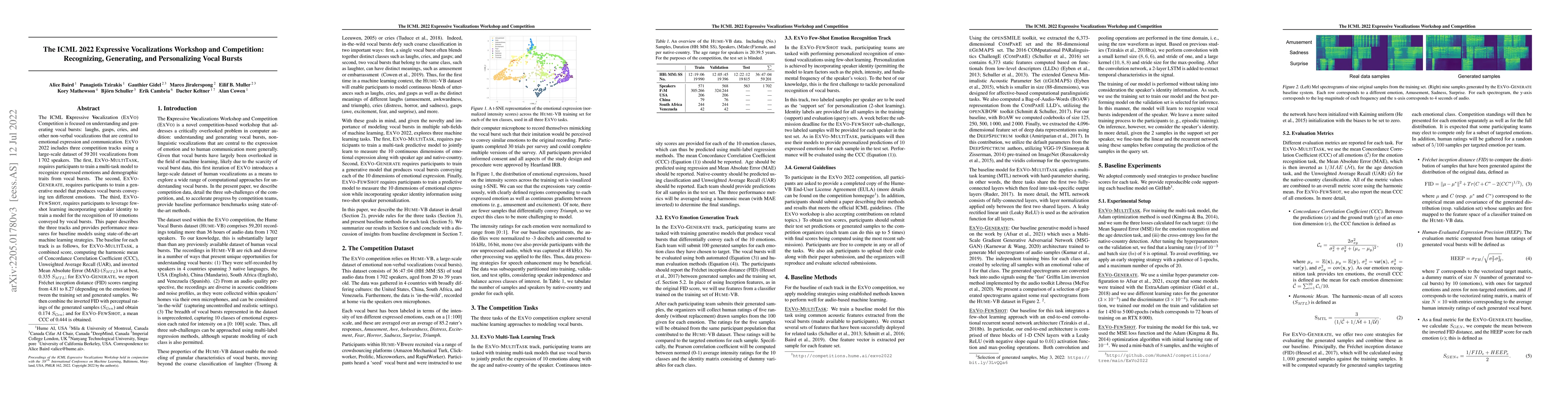 Thumbnail for The ICML 2022 Expressive Vocalizations Workshop and Competition:
  Recognizing, Generating, and Personalizing Vocal Bursts