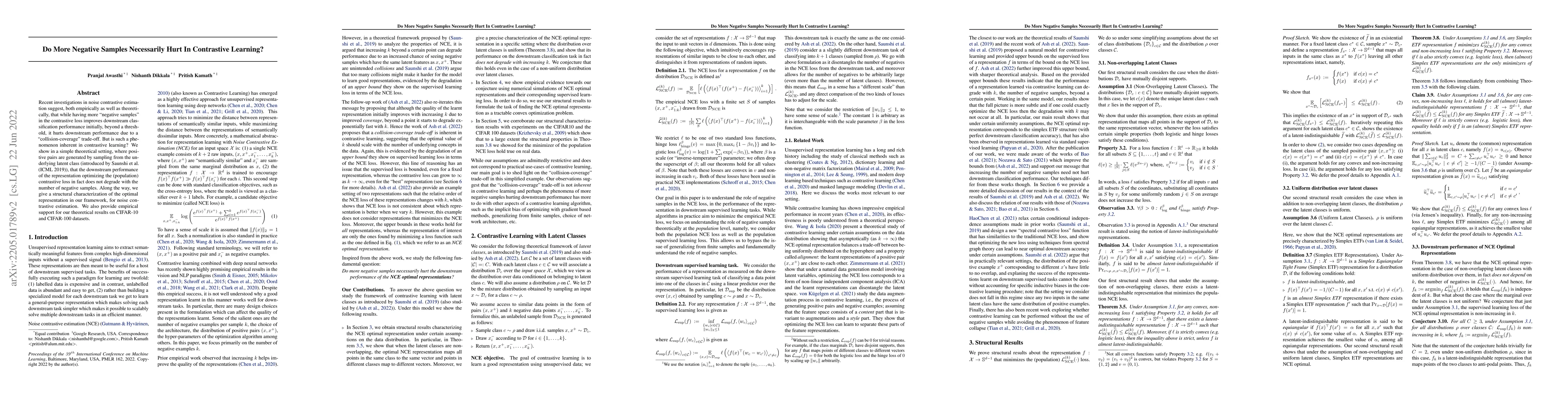 Thumbnail for Do More Negative Samples Necessarily Hurt in Contrastive Learning?