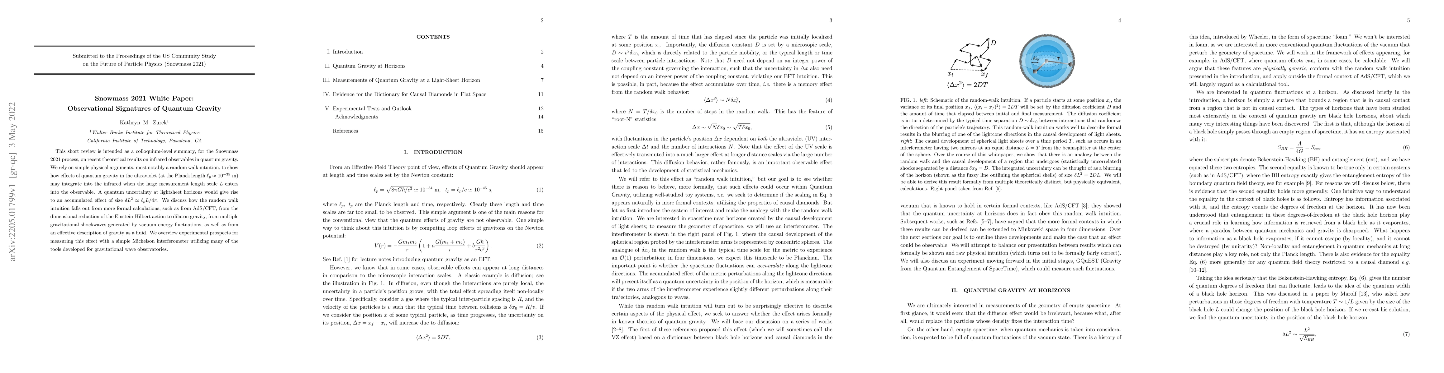 Thumbnail for Snowmass 2021 White Paper: Observational Signatures of Quantum Gravity