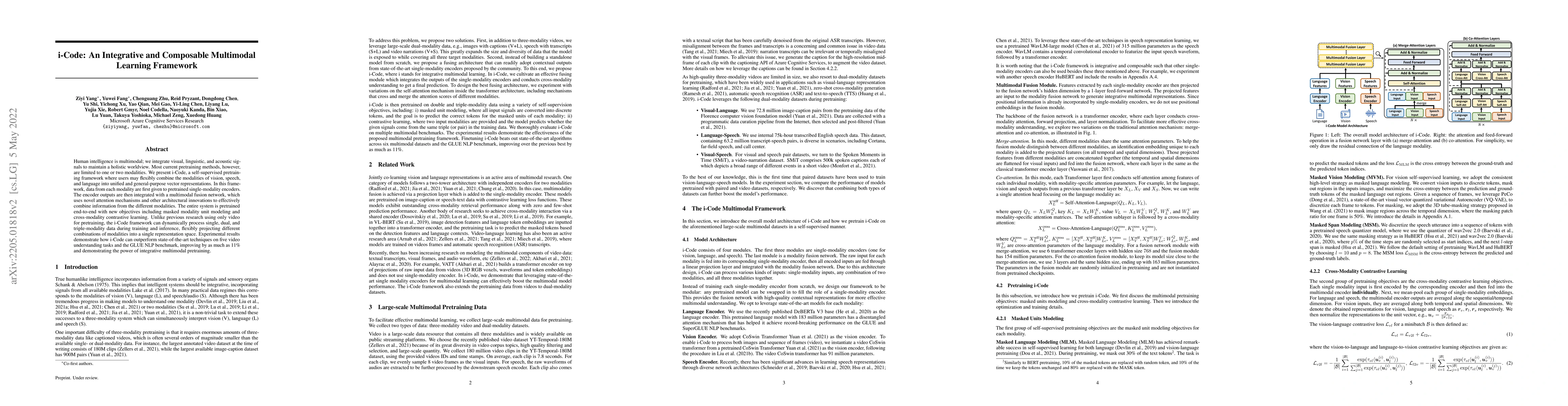 Thumbnail for i-Code: An Integrative and Composable Multimodal Learning Framework