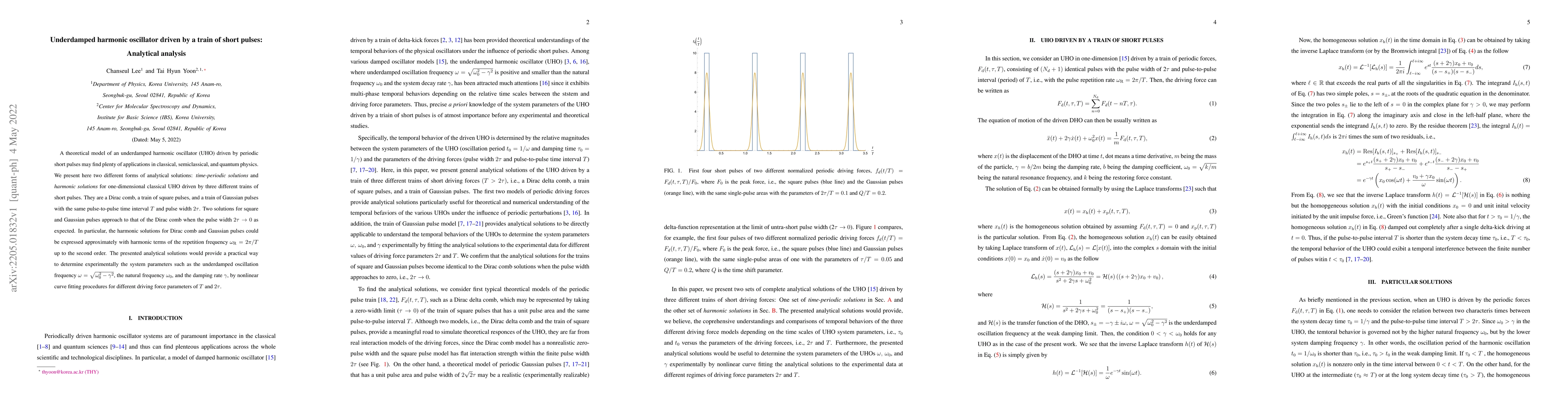 Thumbnail for Underdamped harmonic oscillator driven by a train of short pulses:
  Analytical analysis