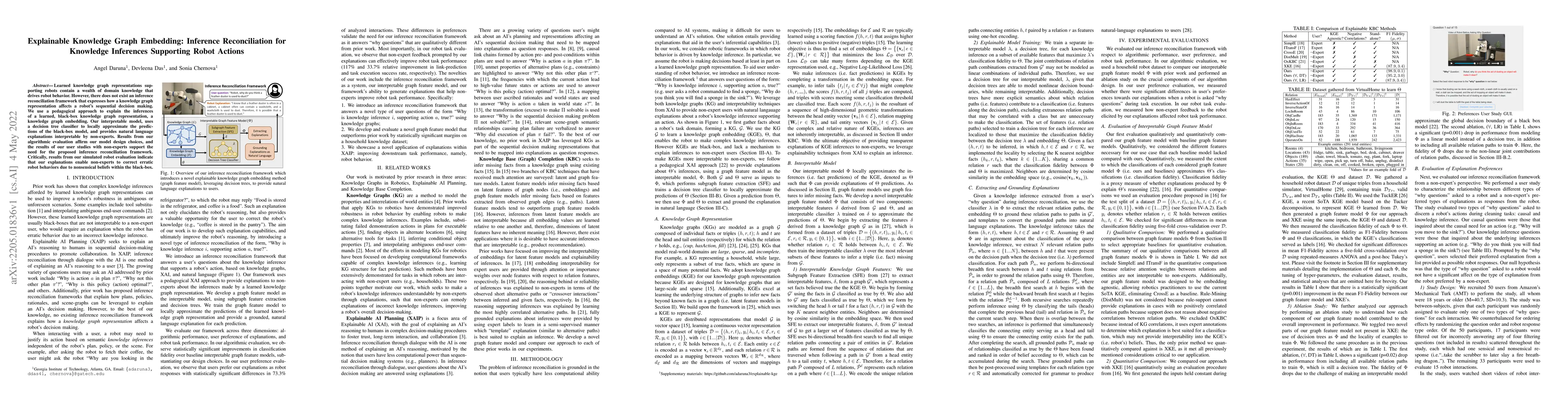 Thumbnail for Explainable Knowledge Graph Embedding: Inference Reconciliation for
  Knowledge Inferences Supporting Robot Actions