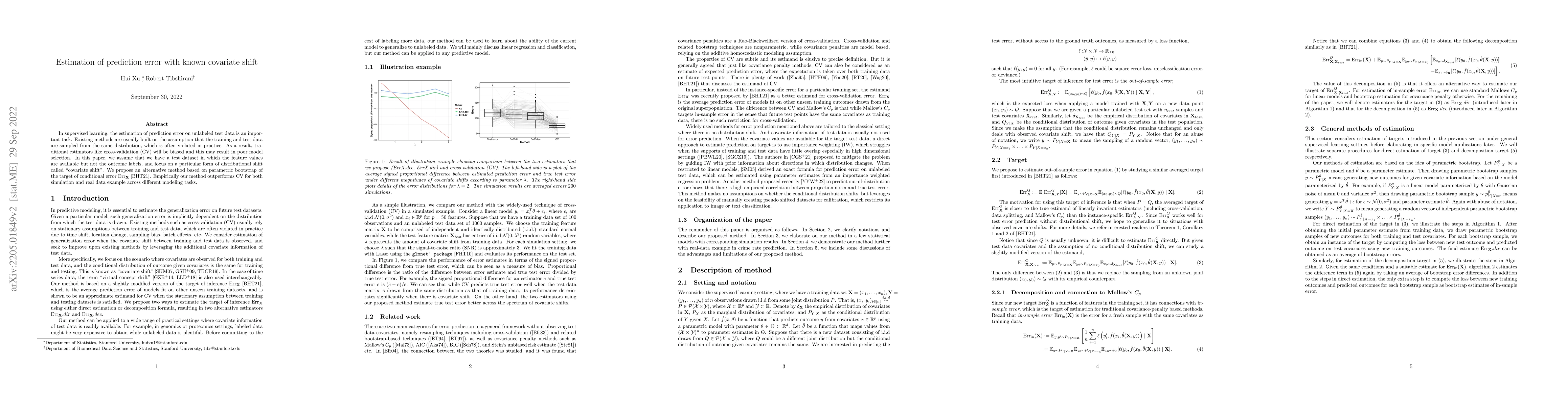 Thumbnail for Estimation of prediction error with known covariate shift