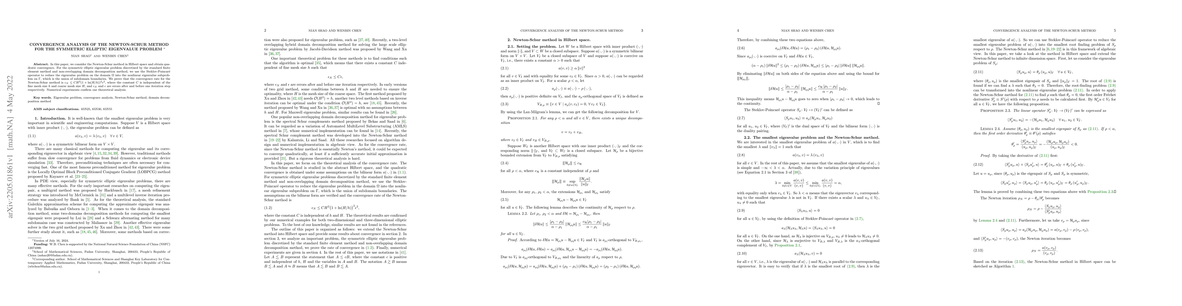 Thumbnail for Convergence analysis of the Newton-Schur method for the symmetric
  elliptic eigenvalue problem