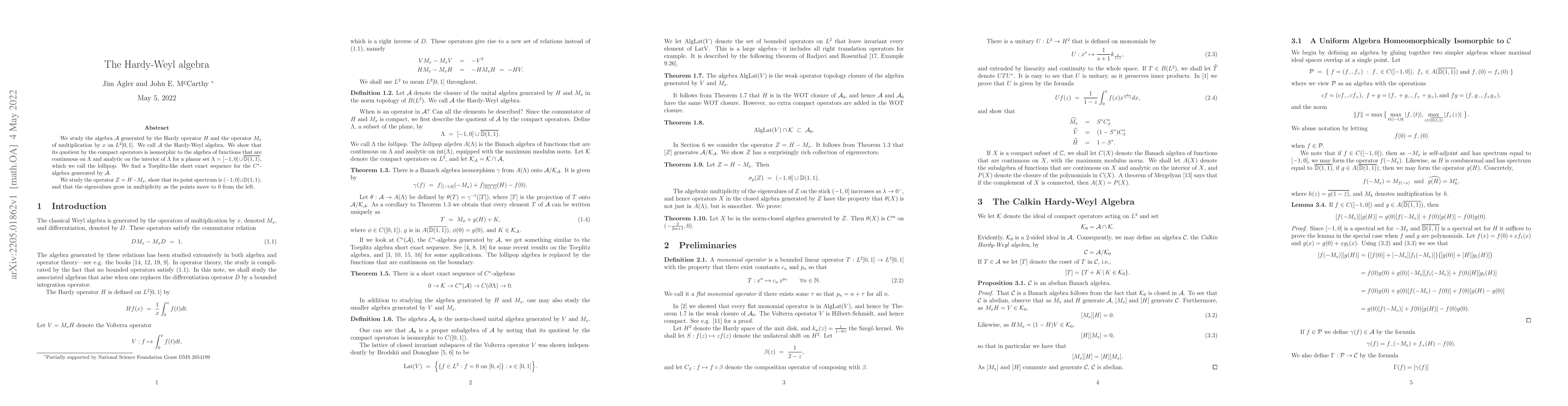 Thumbnail for The Hardy-Weyl algebra