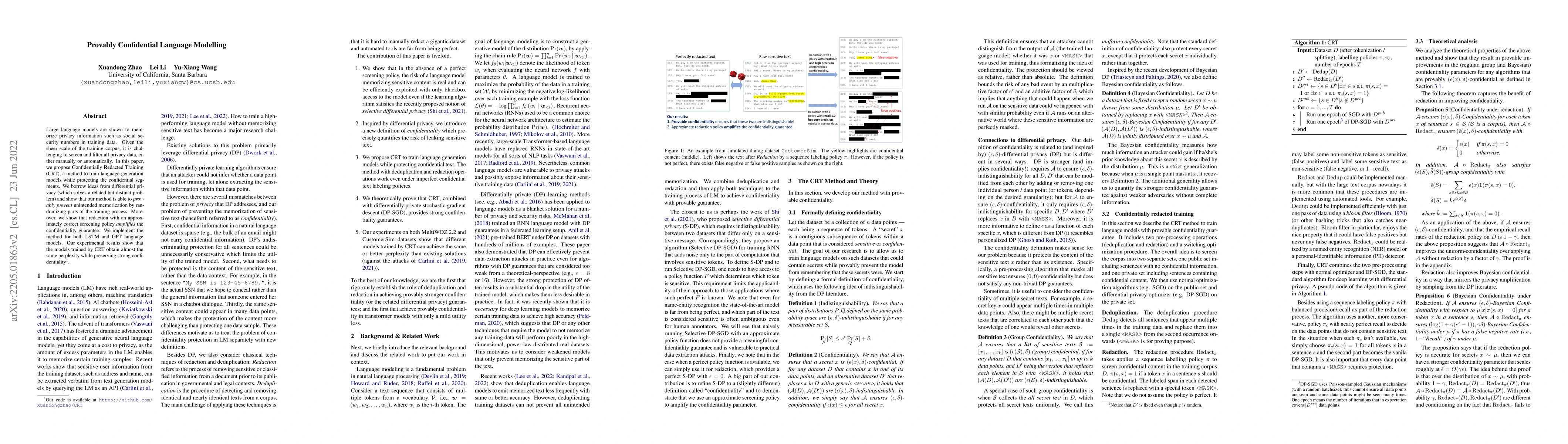Thumbnail for Provably Confidential Language Modelling