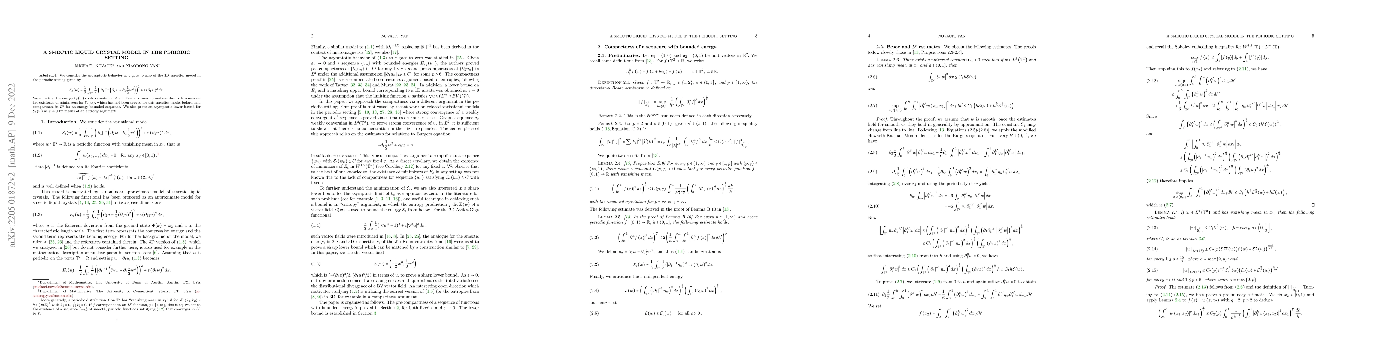 Thumbnail for A smectic liquid crystal model in the periodic setting