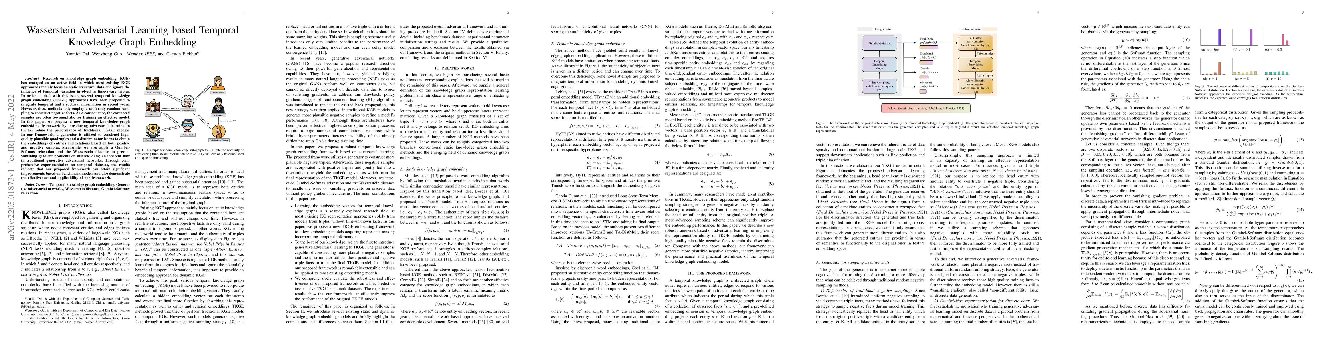 Thumbnail for Wasserstein Adversarial Learning based Temporal Knowledge Graph
  Embedding