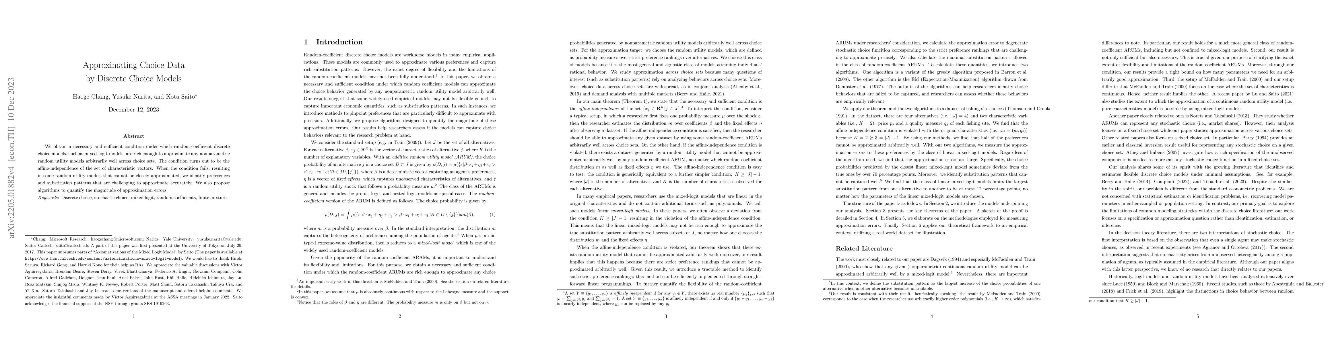 Thumbnail for Approximating Choice Data by Discrete Choice Models