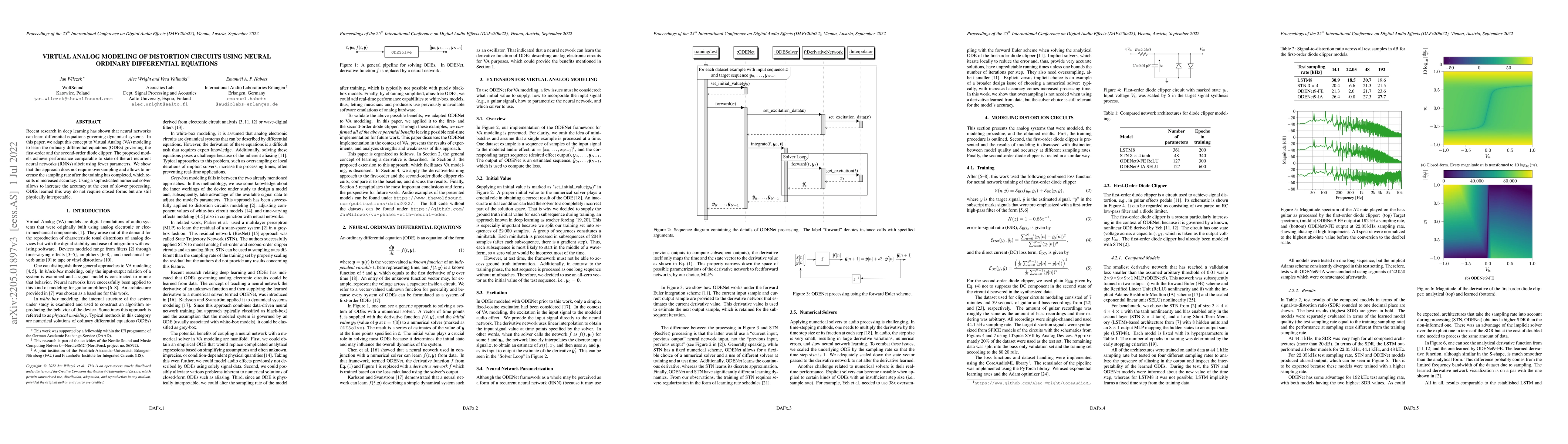 Thumbnail for Virtual Analog Modeling of Distortion Circuits Using Neural Ordinary
  Differential Equations