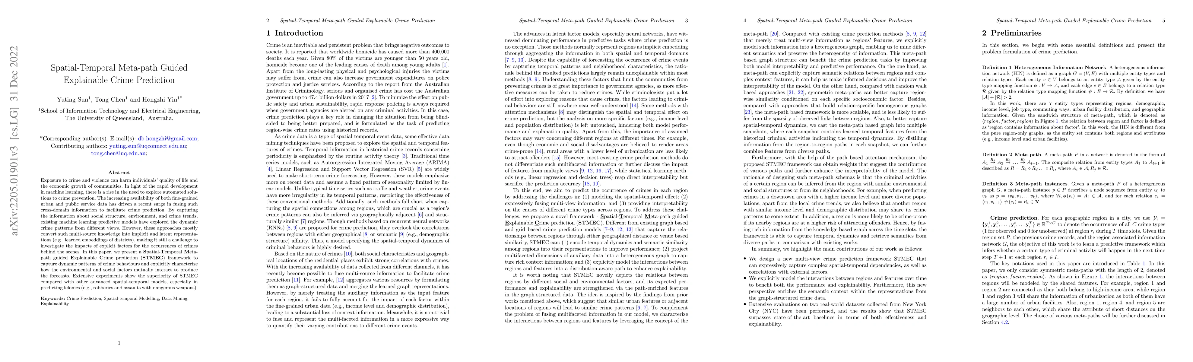 Thumbnail for Spatial-Temporal Meta-path Guided Explainable Crime Prediction