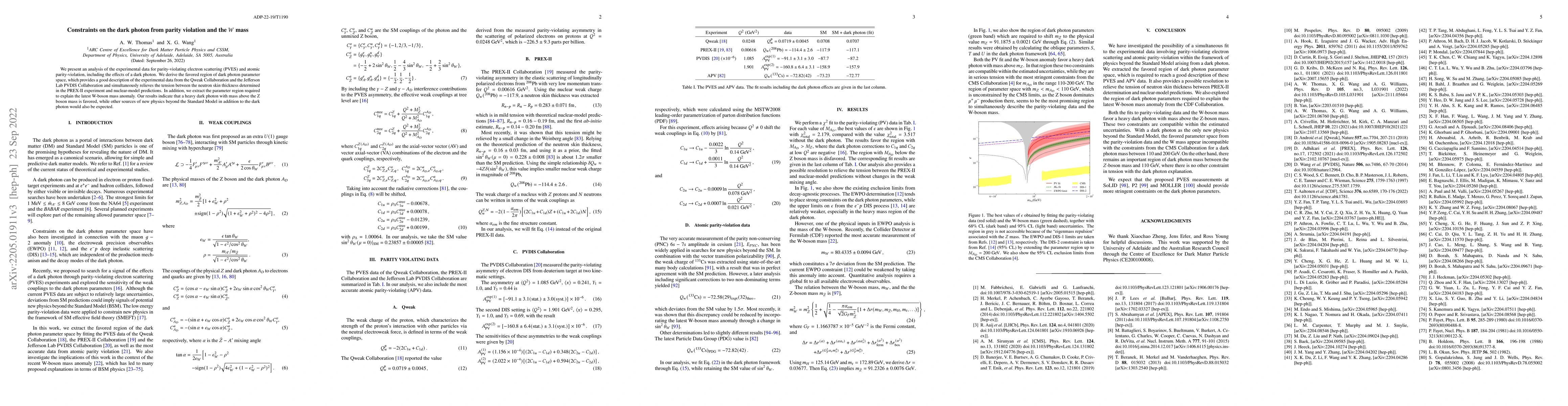 Thumbnail for Constraints on the dark photon from parity violation and the $W$ mass