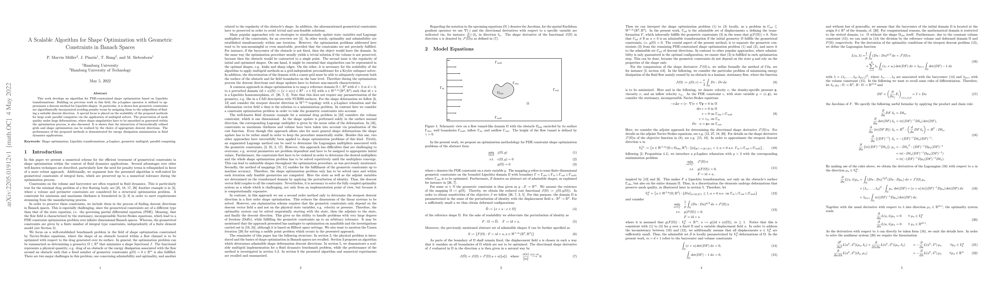 Thumbnail for A Scalable Algorithm for Shape Optimization with Geometric Constraints
  in Banach Spaces