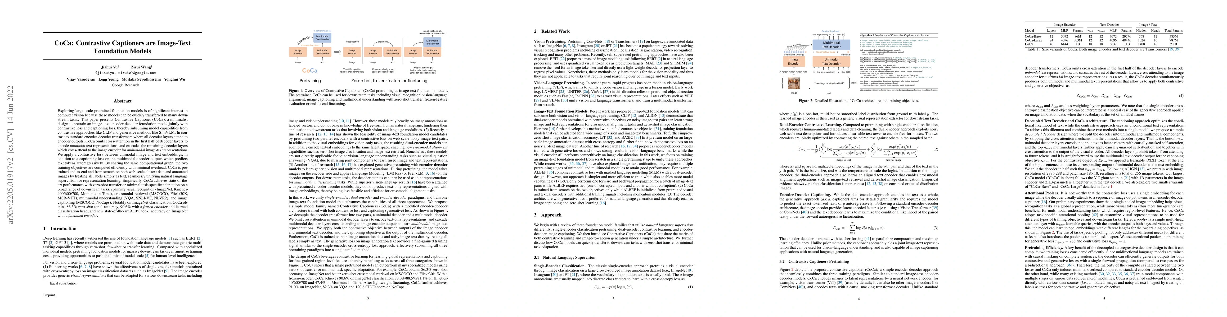 Thumbnail for CoCa: Contrastive Captioners are Image-Text Foundation Models