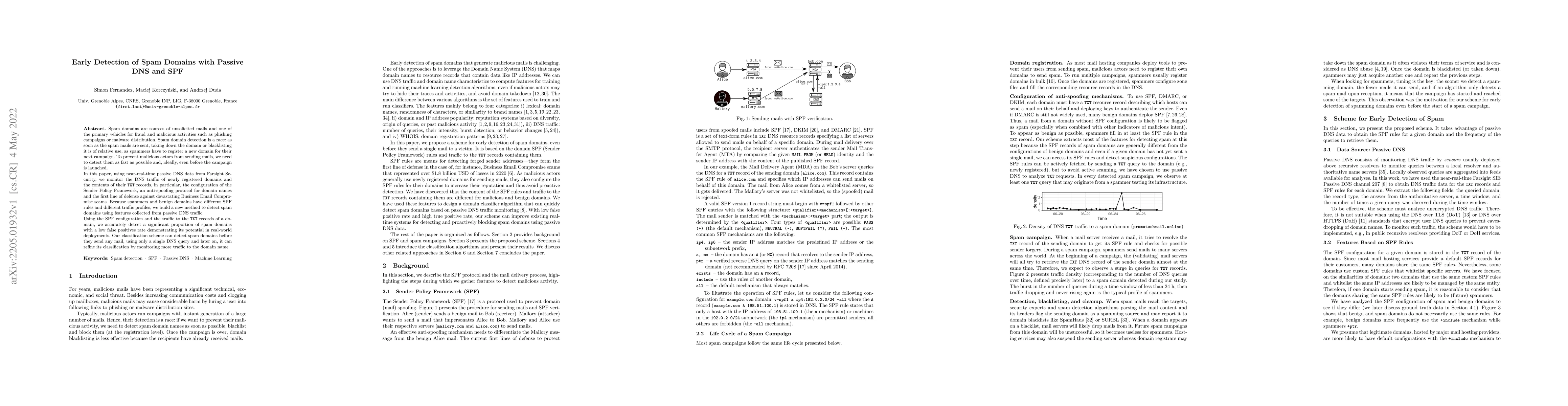 Thumbnail for Early Detection of Spam Domains with Passive DNS and SPF