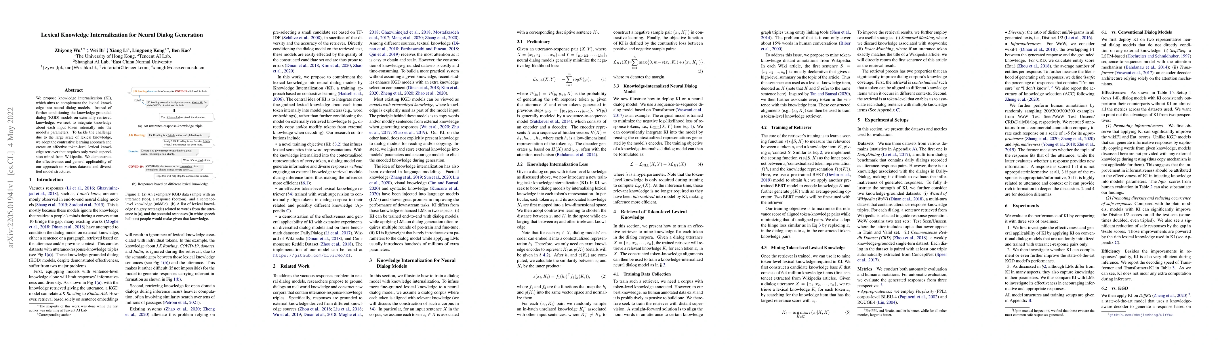 Thumbnail for Lexical Knowledge Internalization for Neural Dialog Generation
