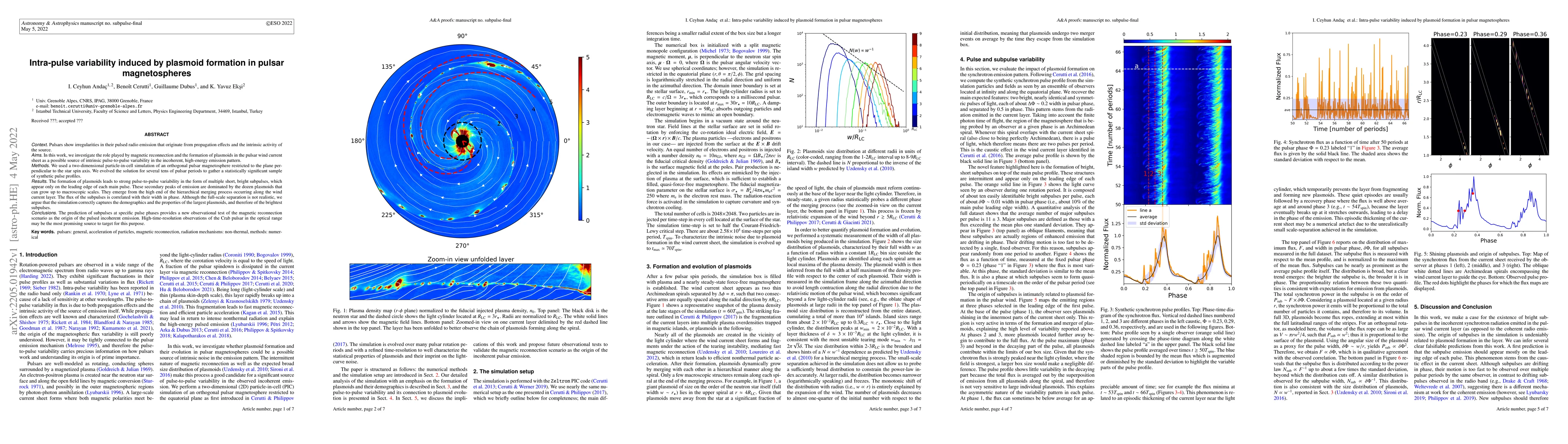 Thumbnail for Intra-pulse variability induced by plasmoid formation in pulsar
  magnetospheres