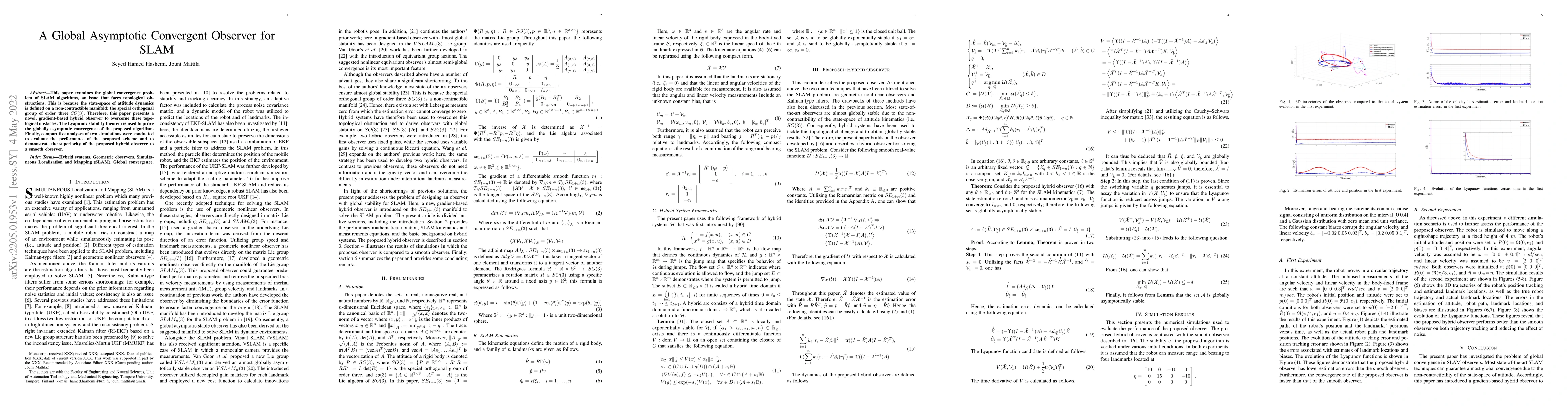 Thumbnail for A Global Asymptotic Convergent Observer for SLAM