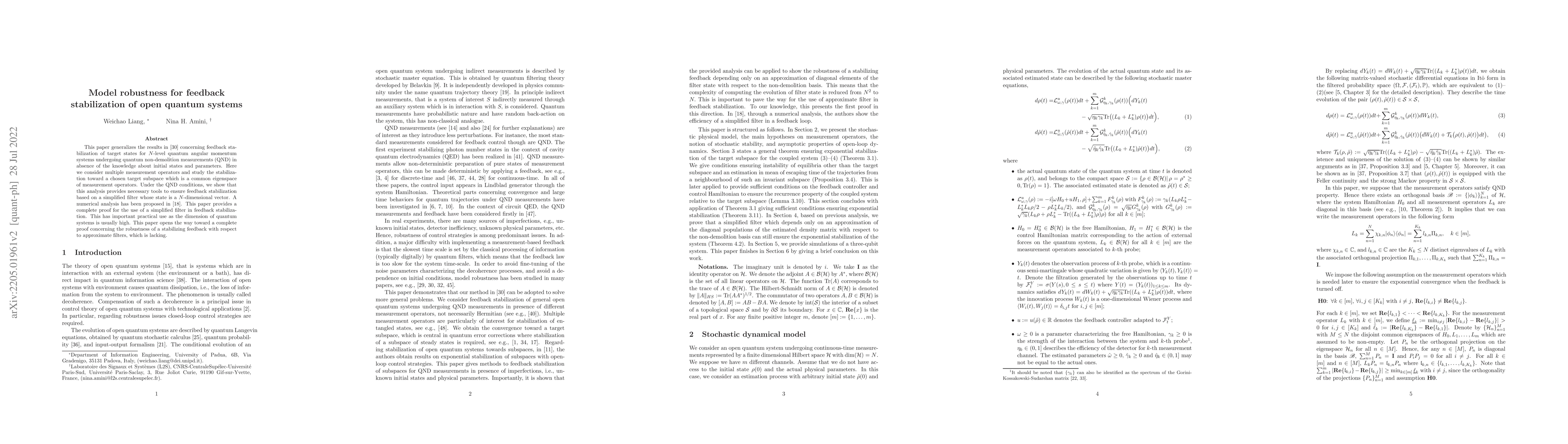 Thumbnail for Model robustness for feedback stabilization of open quantum systems