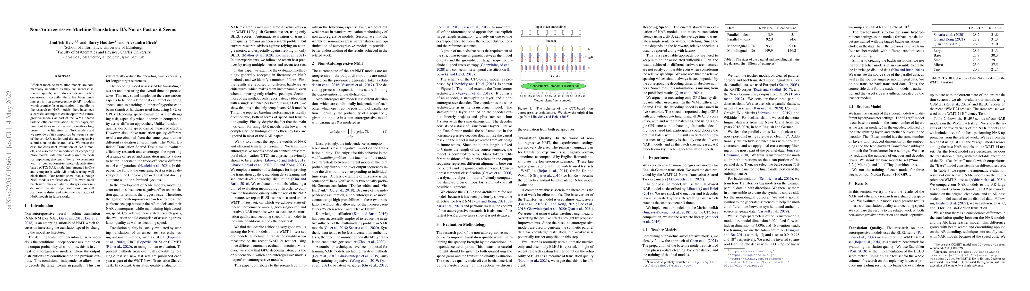Thumbnail for Non-Autoregressive Machine Translation: It's Not as Fast as it Seems