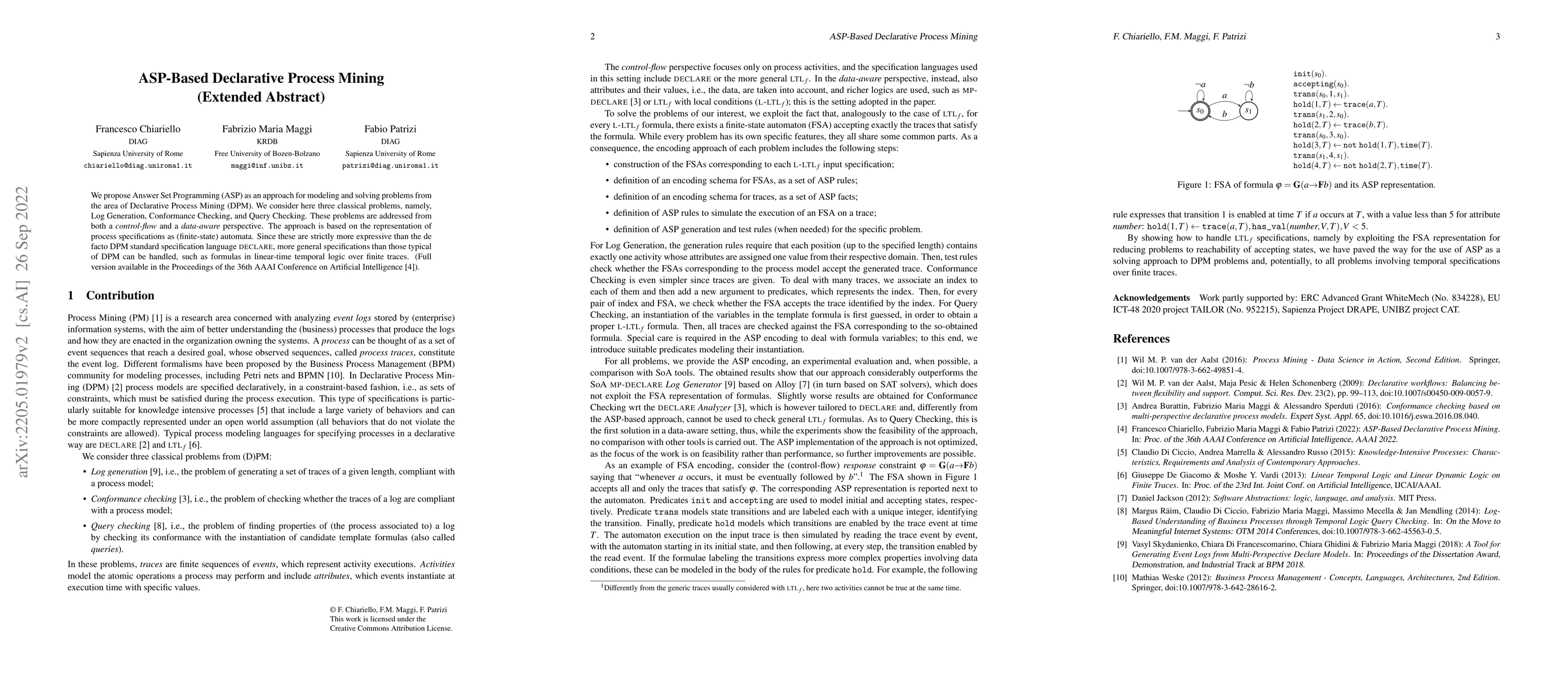 Thumbnail for ASP-Based Declarative Process Mining (Extended Abstract)