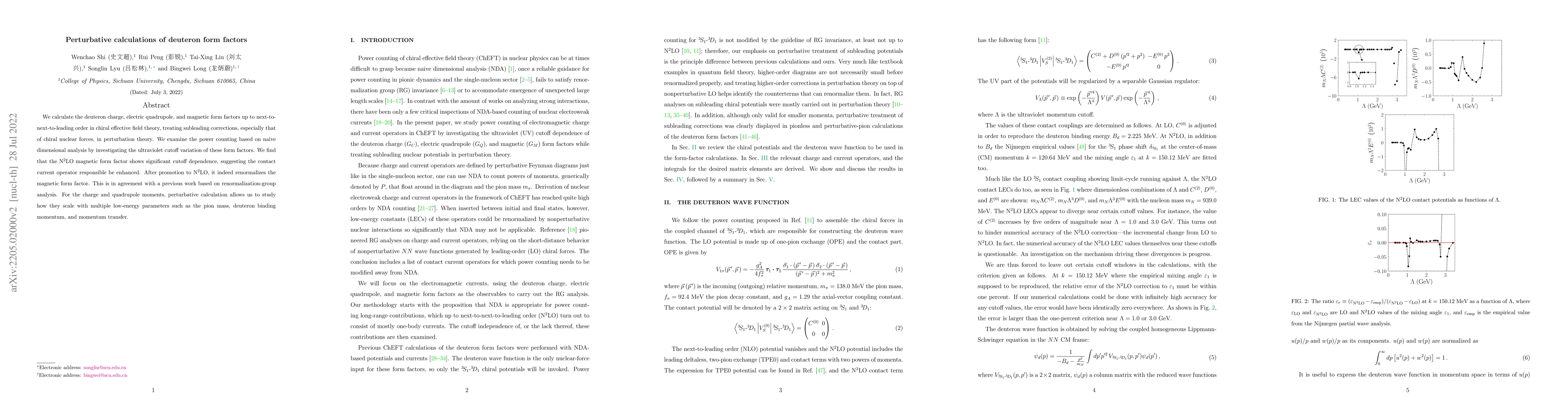 Thumbnail for Perturbative Calculations of Deuteron Form Factors