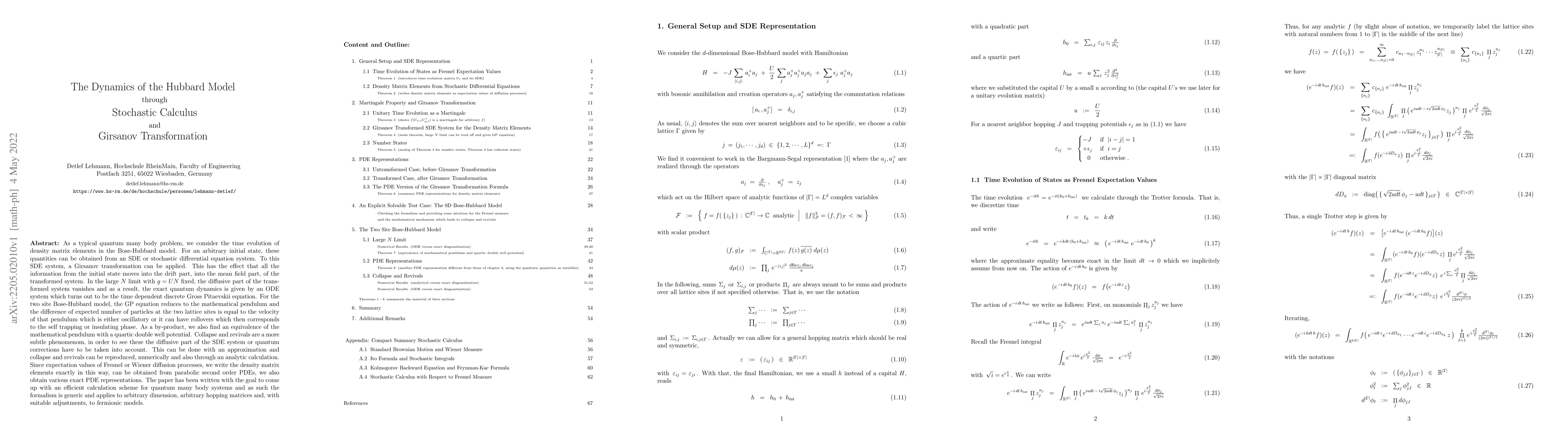 Thumbnail for The Dynamics of the Hubbard Model through Stochastic Calculus and
  Girsanov Transformation