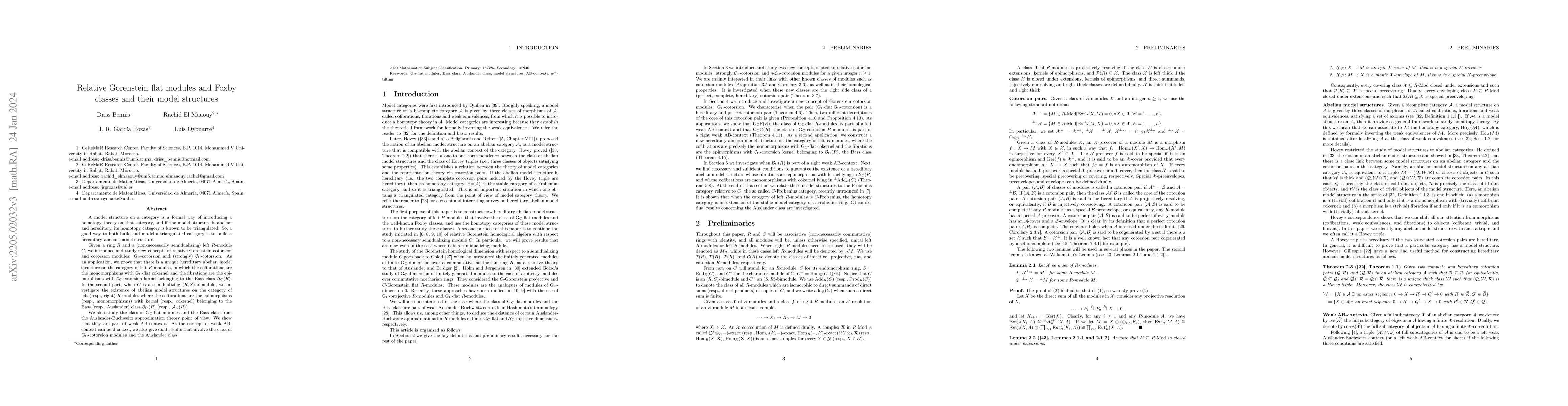 Thumbnail for Relative Gorenstein flat modules and Foxby classes and their model
  structures