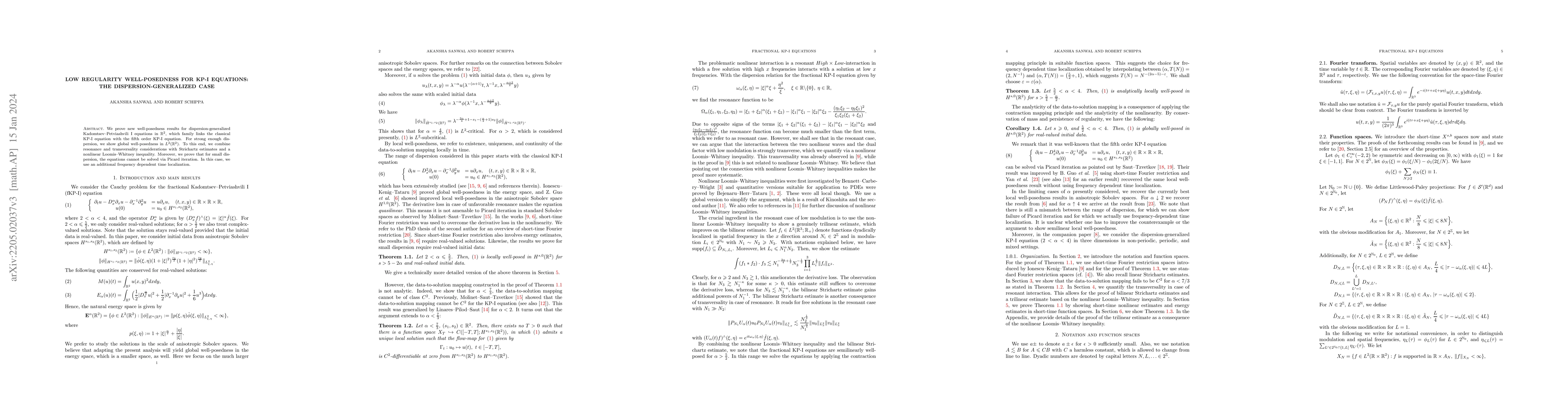 Thumbnail for Low regularity well-posedness for KP-I equations: the
  dispersion-generalized case