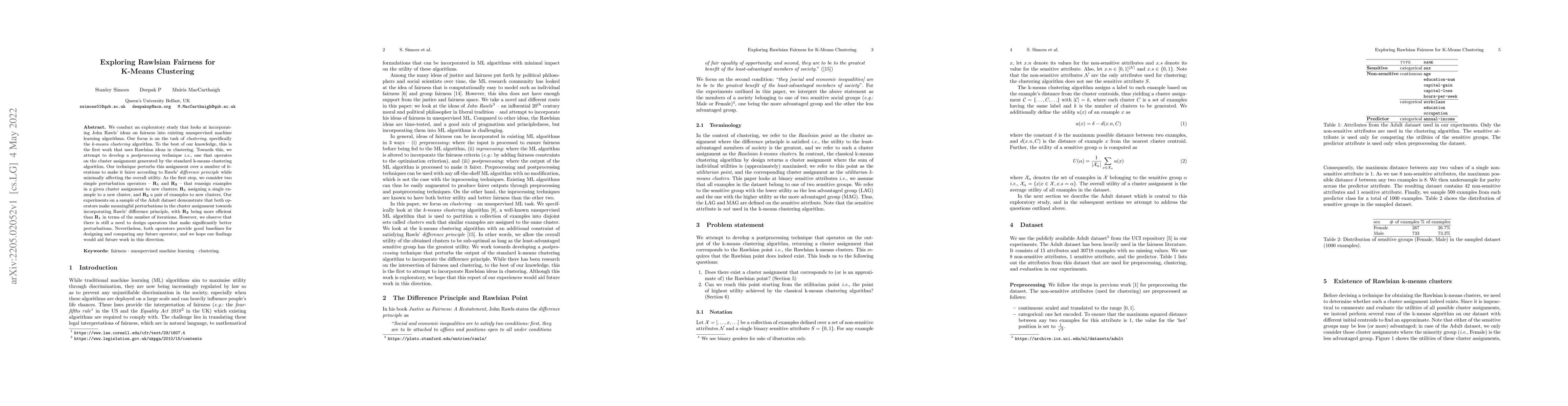 Thumbnail for Exploring Rawlsian Fairness for K-Means Clustering