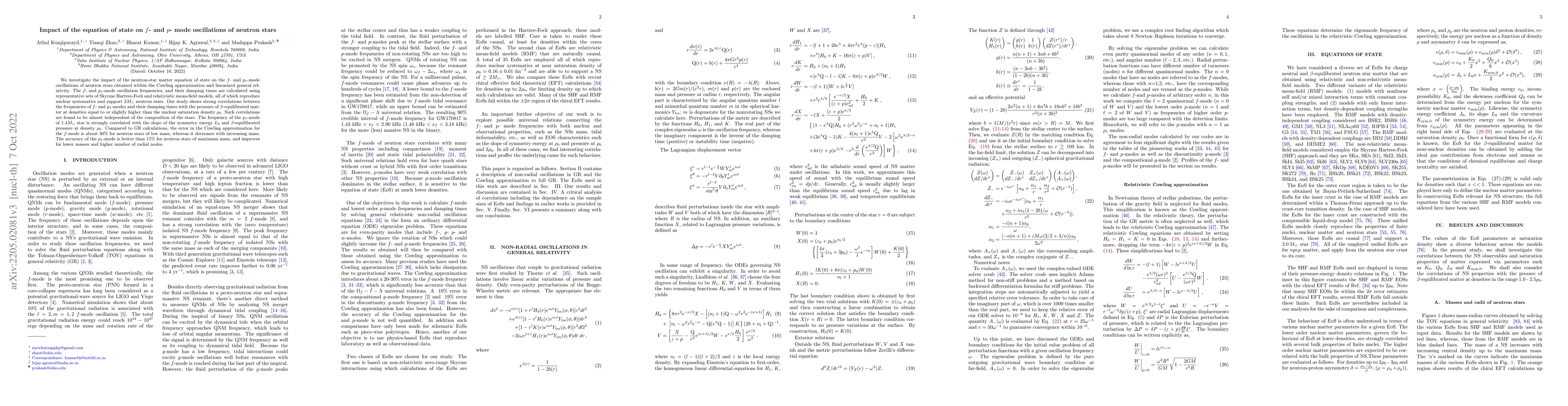 Thumbnail for Impact of the equation of state on $f$- and $p$- mode oscillations of
  neutron stars