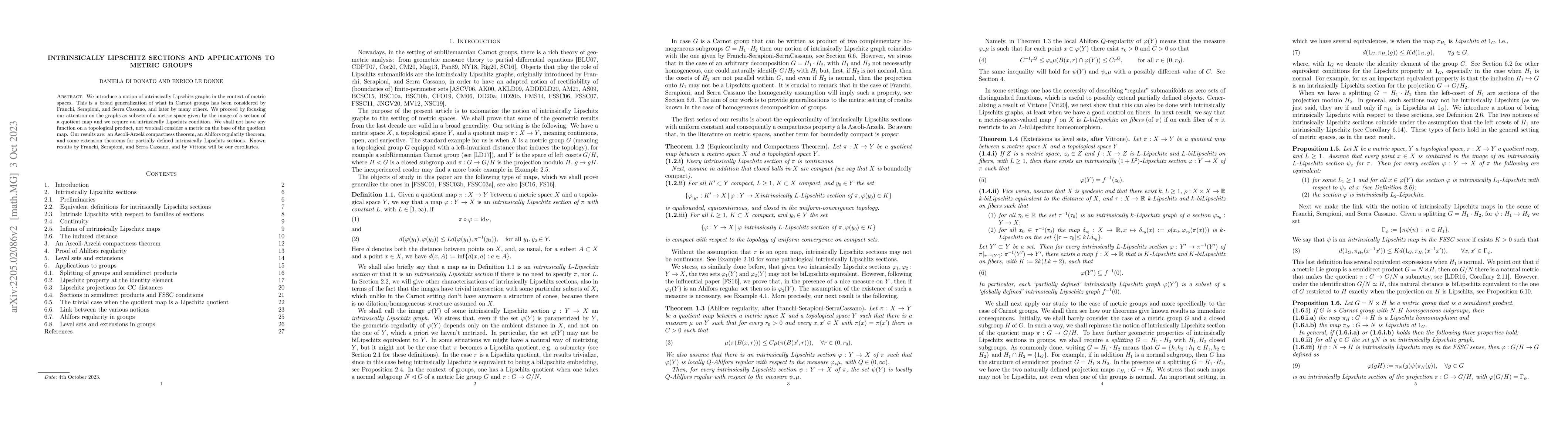 Thumbnail for Intrinsically Lipschitz sections and applications to metric groups