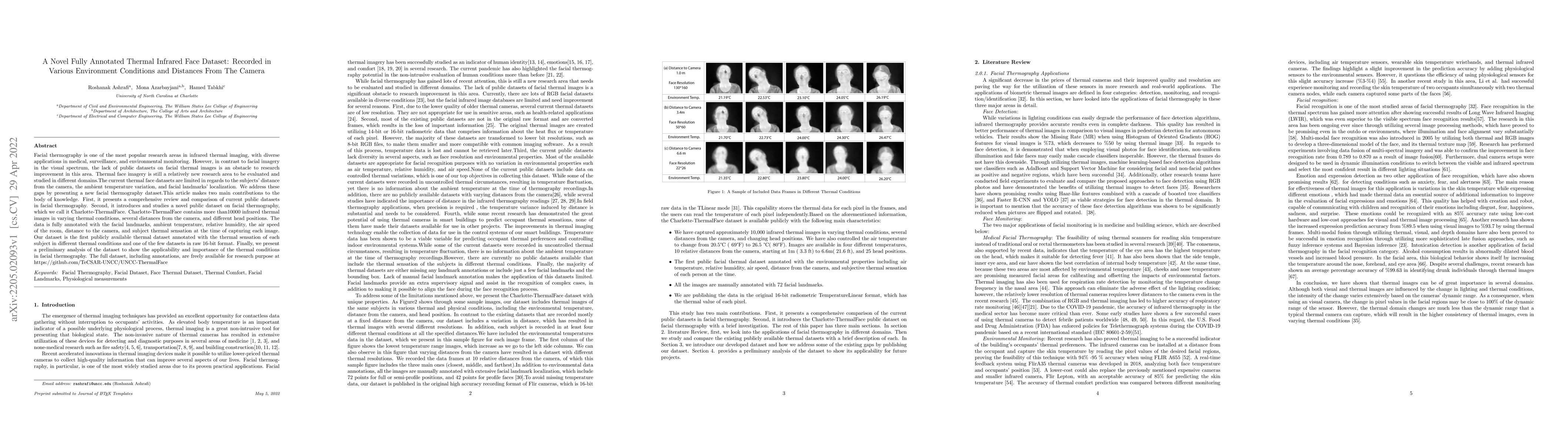Thumbnail for A Novel Fully Annotated Thermal Infrared Face Dataset: Recorded in
  Various Environment Conditions and Distances From The Camera