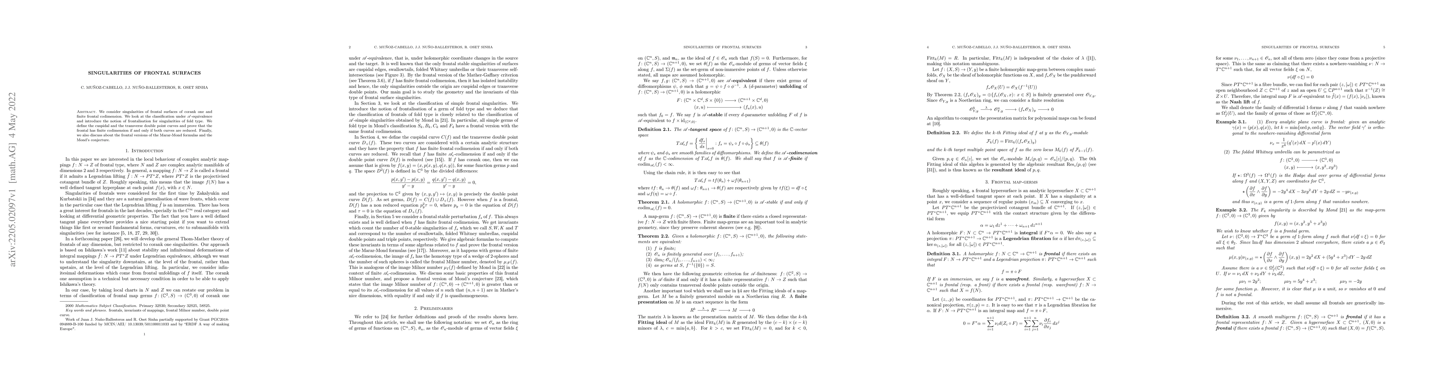 Thumbnail for Singularities of Frontal Surfaces