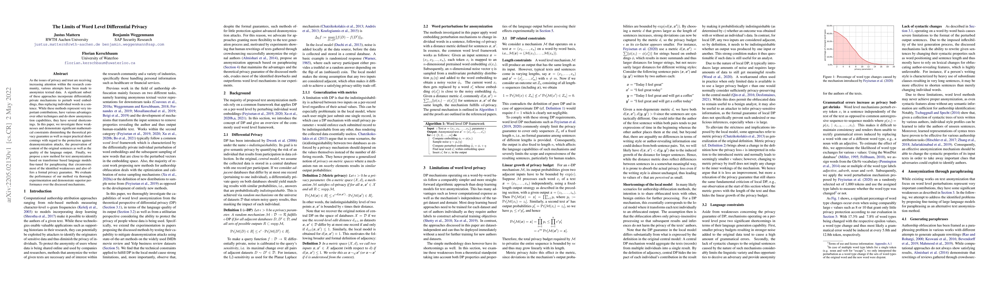 Thumbnail for The Limits of Word Level Differential Privacy