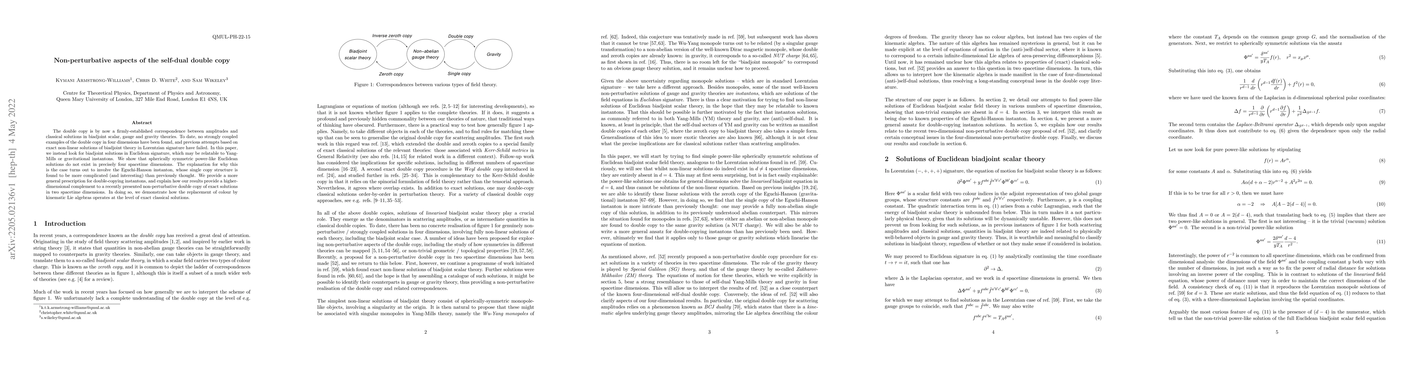 Thumbnail for Non-perturbative aspects of the self-dual double copy