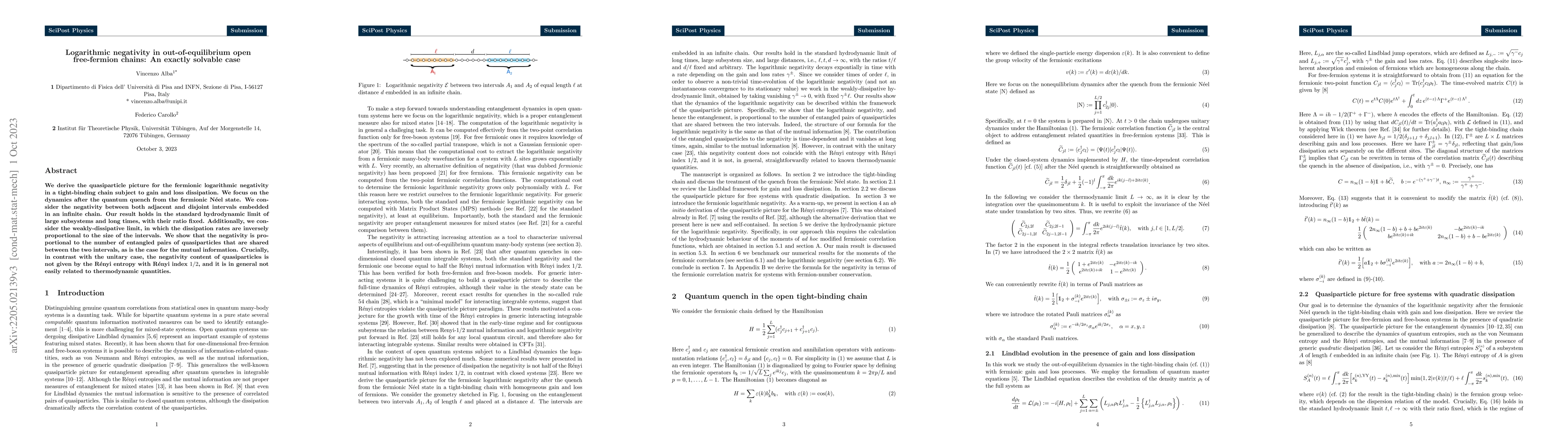 Thumbnail for Logarithmic negativity in out-of-equilibrium open free-fermion chains:
  An exactly solvable case