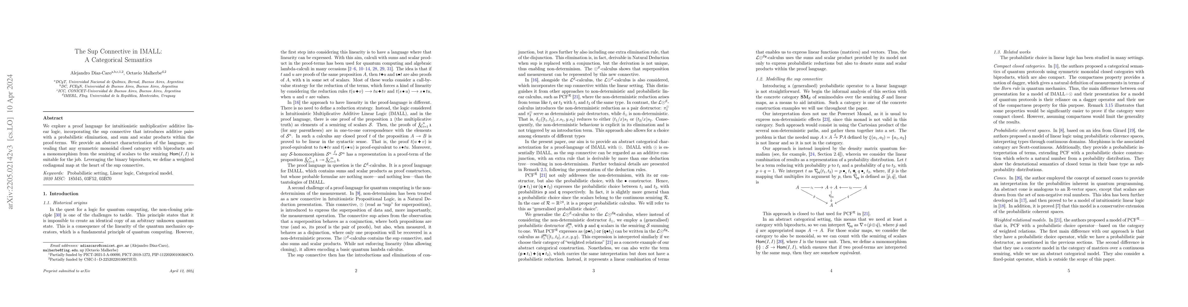 Thumbnail for The Sup Connective in IMALL: A Categorical Semantics