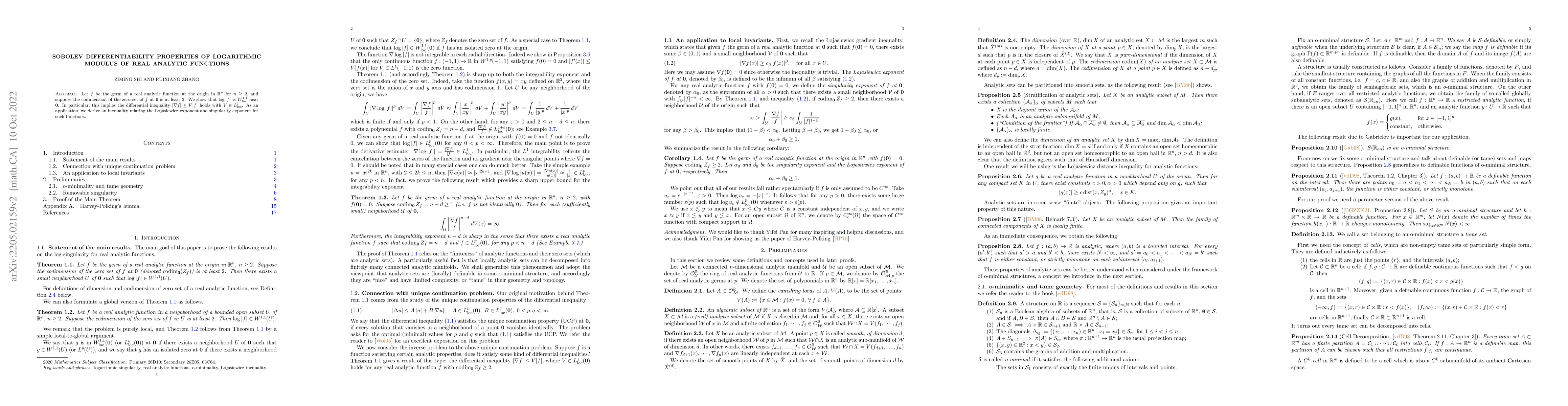 Thumbnail for Sobolev Differentiability Properties of Logarithmic Modulus of Real
  Analytic Functions