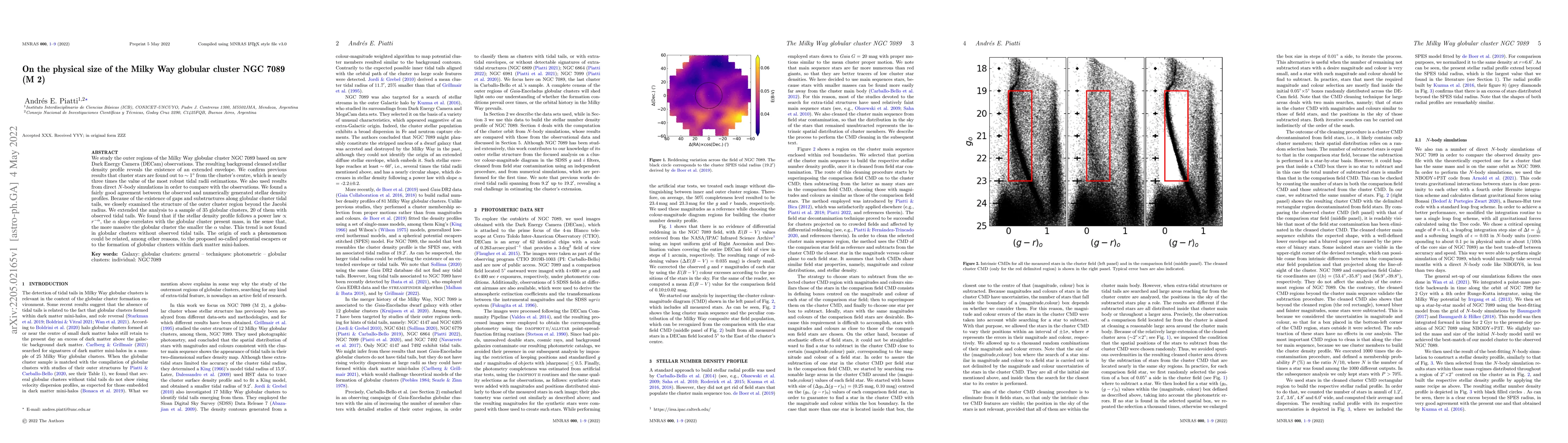 Thumbnail for On the physical size of the Milky Way globular cluster NGC 7089 (M 2)