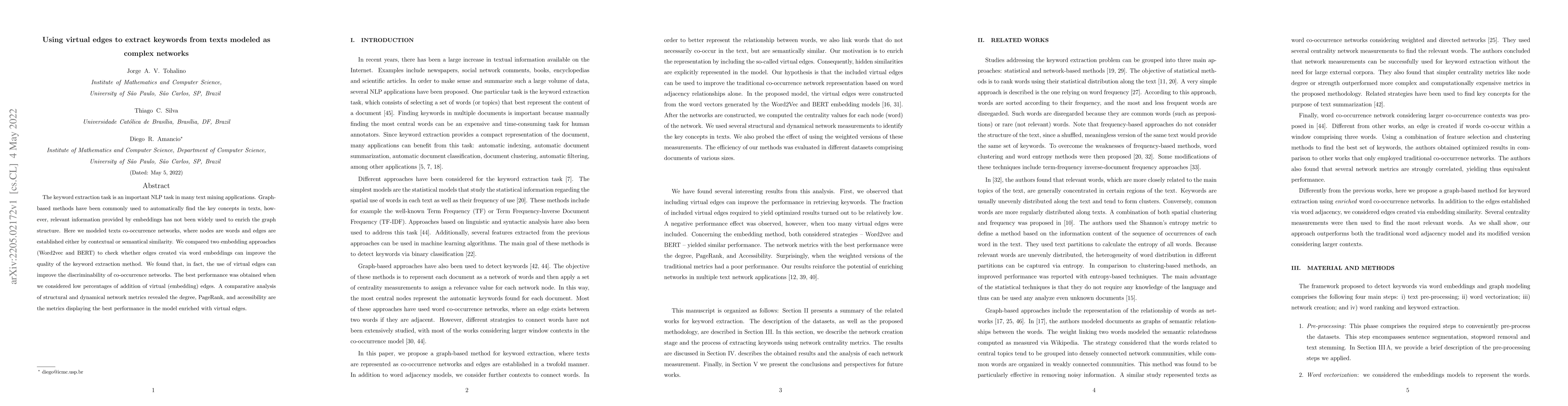 Thumbnail for Using virtual edges to extract keywords from texts modeled as complex
  networks